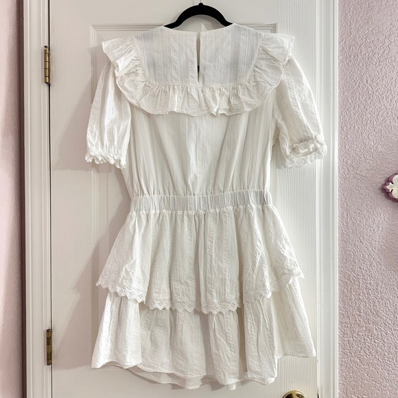 Free The Roses White Ruffle Lace Prairie Mini Dress Feminine Cottage Large - Picture 8 of 8